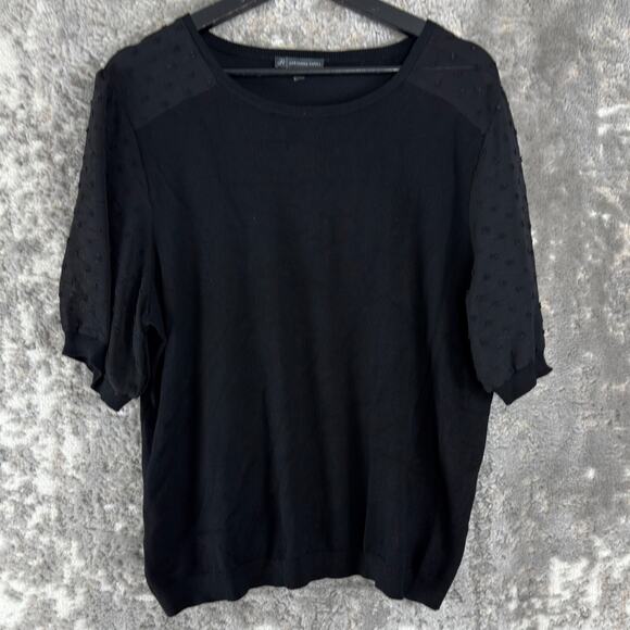 Arianna Papell Size XL Whimsigoth Witchy Textured Short Sleeve Top Black - Picture 1 of 8